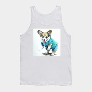 cute corgi puppy wearing clothes 1 Tank Top